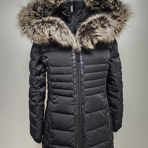 BCBGeneration Warm Puffer Women's Coat with Faux Fur-Trimmed Hood, Size S - Picture 1 of 14